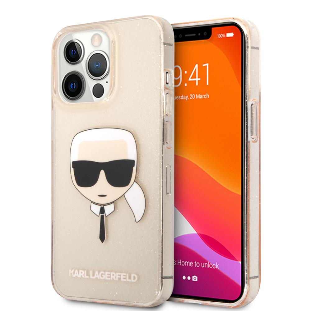 Karl Lagerfeld Karl Lagerfeld iPhone 13 Pro Skal TPU Full Glitter Guld - Teknikhallen.se