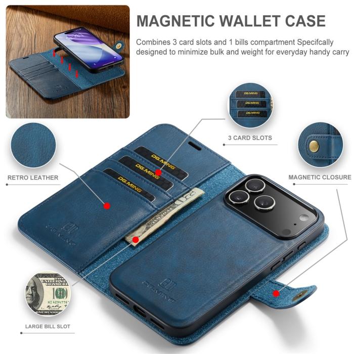 Bild 4, DG.MING DG.MING iPhone 17 Pro 2in1 Magnet Fodral / Skal Blå - Teknikhallen.se