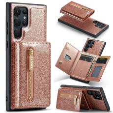 DG.MING DG.MING Galaxy S24 Ultra Skal Magnetisk Pl&aring;nbok Glitter Ros&eacute;guld - Teknikhallen.se