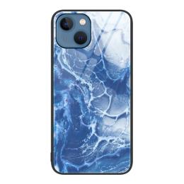  iPhone 14 Skal Marmor Härdat Glas Blått Hav - Teknikhallen.se