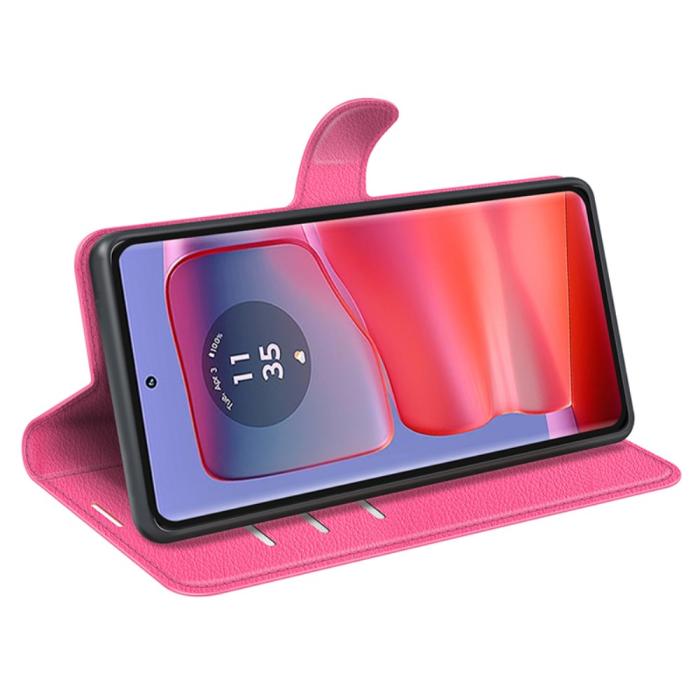 Bild 3,  Motorola Edge 50 Pro 5G Litchi Läder Fodral Rosa - Teknikhallen.se