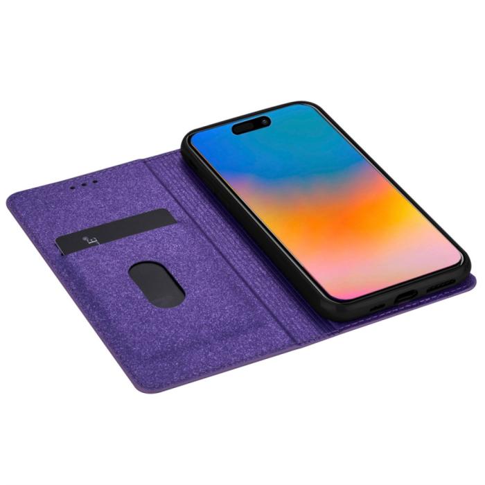 Bild 3,  iPhone 15 Plus Fodral Flip Glitter Lila - Teknikhallen.se