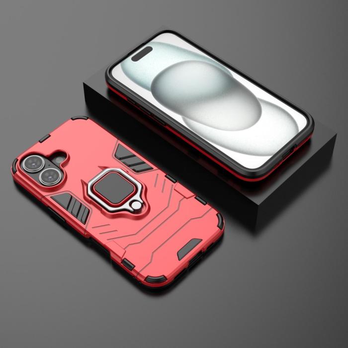 Bild 6,  iPhone 16 Skal Hybrid Ring Armor Röd - Teknikhallen.se