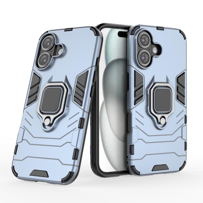Bild 2,  iPhone 16 Skal Hybrid Ring Armor Blå - Teknikhallen.se