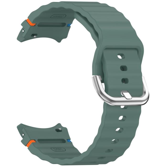 Bild 2,  Galaxy Watch 5/5 Pro/6/7/FE Armband Silikon Wave Design Grön - Teknikhallen.se