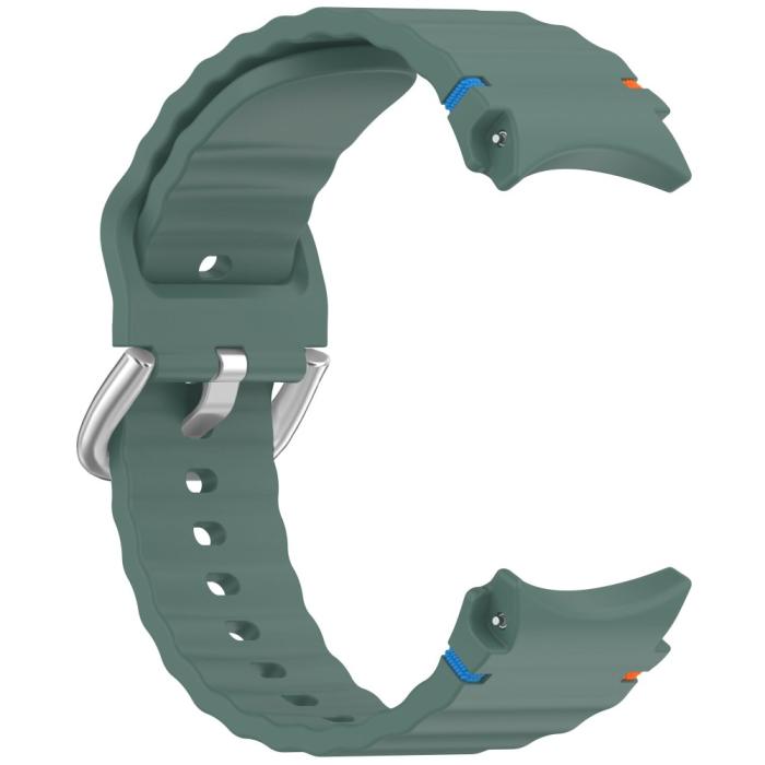Bild 3,  Galaxy Watch 5/5 Pro/6/7/FE Armband Silikon Wave Design Grön - Teknikhallen.se