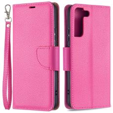  Samsung Galaxy S22 Plus Fodral Litchi Textur L&auml;der Rosa - Teknikhallen.se