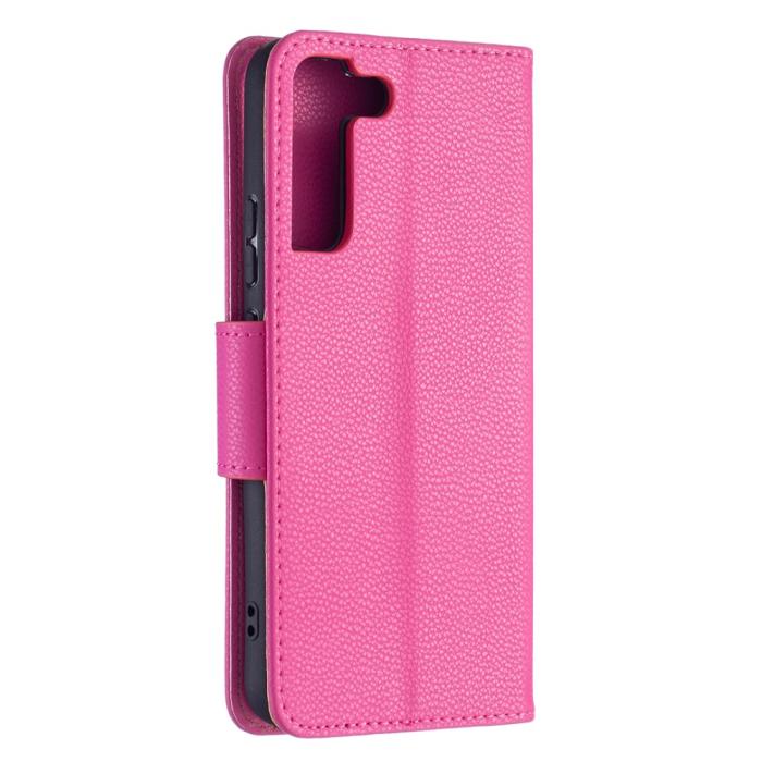 Bild 5,  Samsung Galaxy S22 Plus Fodral Litchi Textur Läder Rosa - Teknikhallen.se