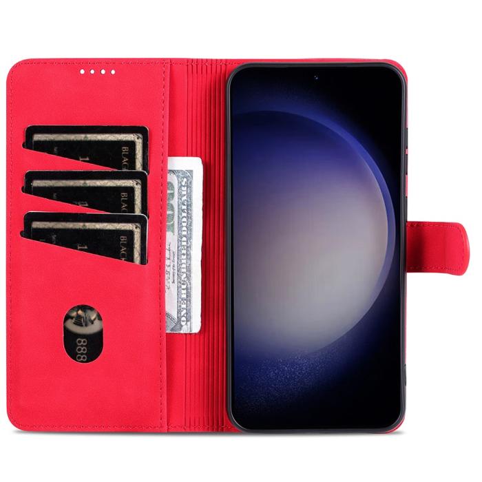 Bild 3, AZNS AZNS Samsung Galaxy S24 FE Fodral Läder Röd - Teknikhallen.se