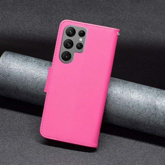 Bild 5,  Samsung Galaxy S23 Ultra Fodral Litchi Shark Rosa - Teknikhallen.se