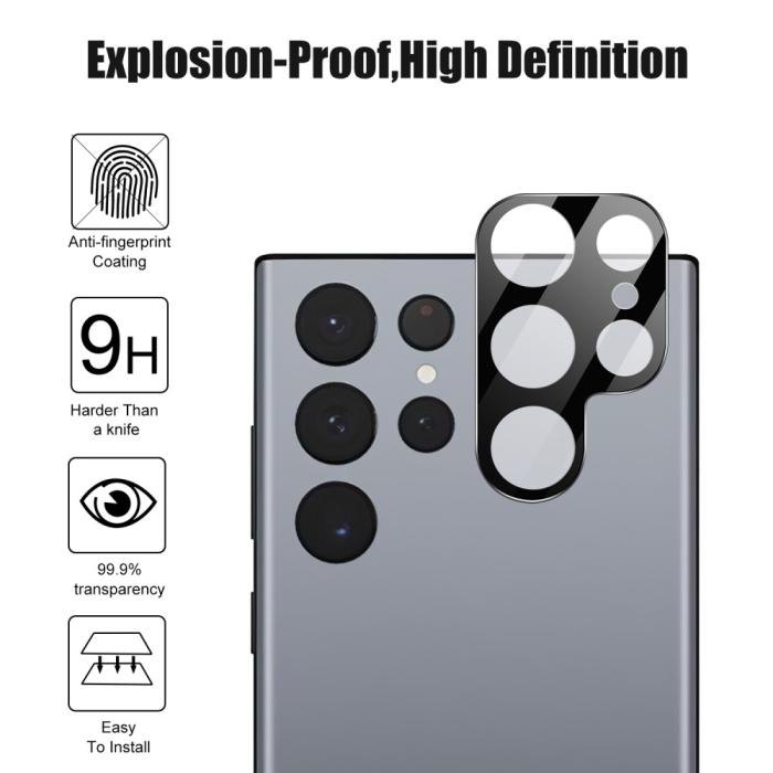 Bild 3,  Samsung Galaxy S23 Ultra Linsskydd Härdat Glas Svart - Teknikhallen.se