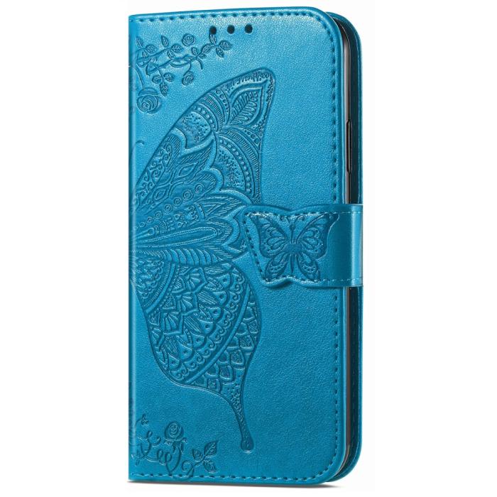 Bild 6,  Xiaomi Redmi Note 14 Pro 5G Fodral Läder Fjäril Tryck Blå - Teknikhallen.se