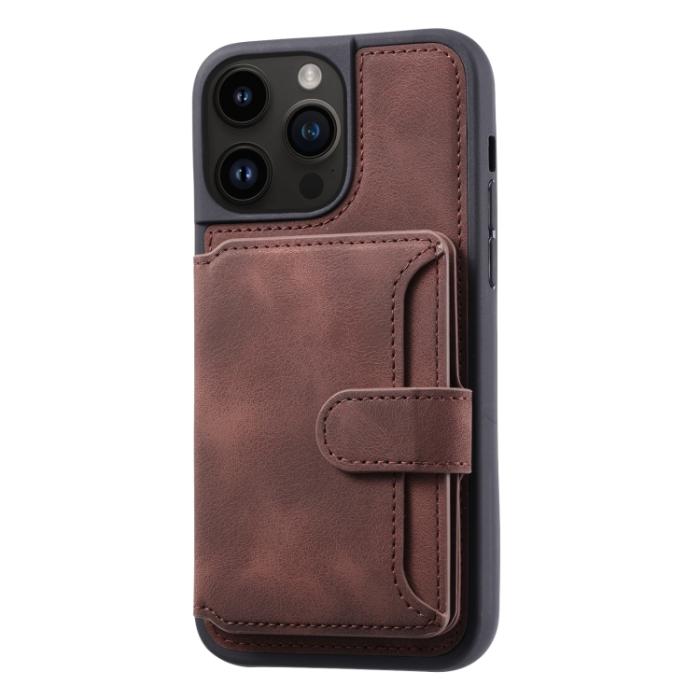 Bild 2,  iPhone 15 Pro Skal RFID Med Plånboksfunktion Brun - Teknikhallen.se