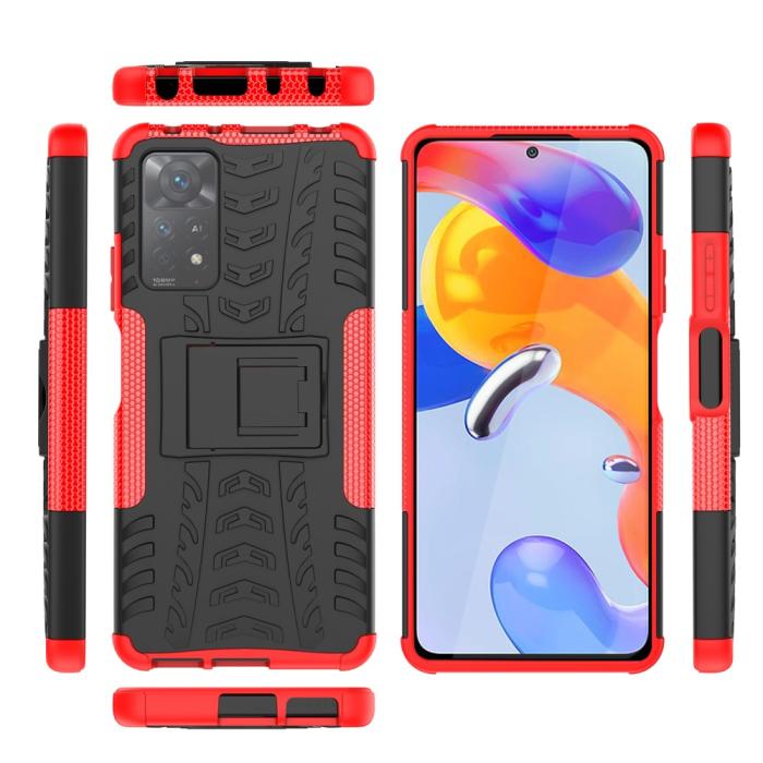 Bild 6,  Xiaomi Redmi Note 11 Pro 5G Skal Stöttåligt med Stöd Röd - Teknikhallen.se