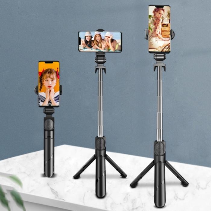 Bild 2,  Selfie Stick Tripod Trådlös Bluetooth 360° Svart - Teknikhallen.se