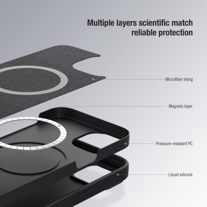 Bild 5, NILLKIN NILLKIN iPhone 14 Plus Skal MagSafe CamShield Silky Liquid Grön - Teknikhallen.se