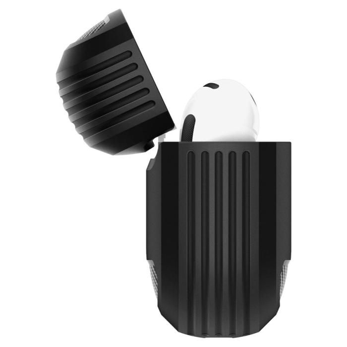 Bild 4, Spigen Spigen AirPods 4 Skal Rugged Armor Matt Svart - Teknikhallen.se