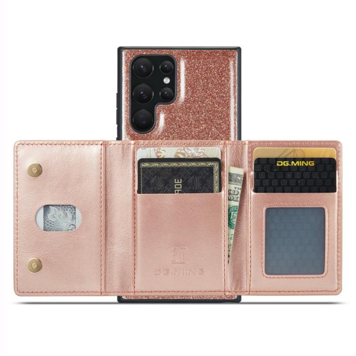 Bild 4, DG.MING DG.MING Galaxy S24 Ultra Skal Magnetisk Plånbok Glitter Roséguld - Teknikhallen.se