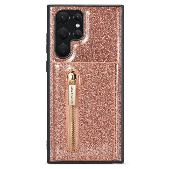 Bild 5, DG.MING DG.MING Galaxy S24 Ultra Skal Magnetisk Plånbok Glitter Roséguld - Teknikhallen.se