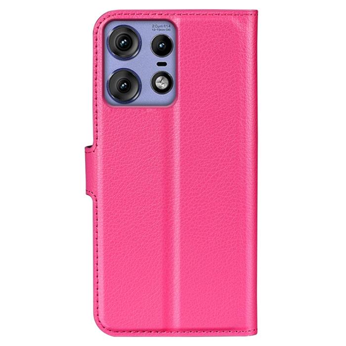 Bild 6,  Motorola Edge 50 Pro 5G Litchi Läder Fodral Rosa - Teknikhallen.se