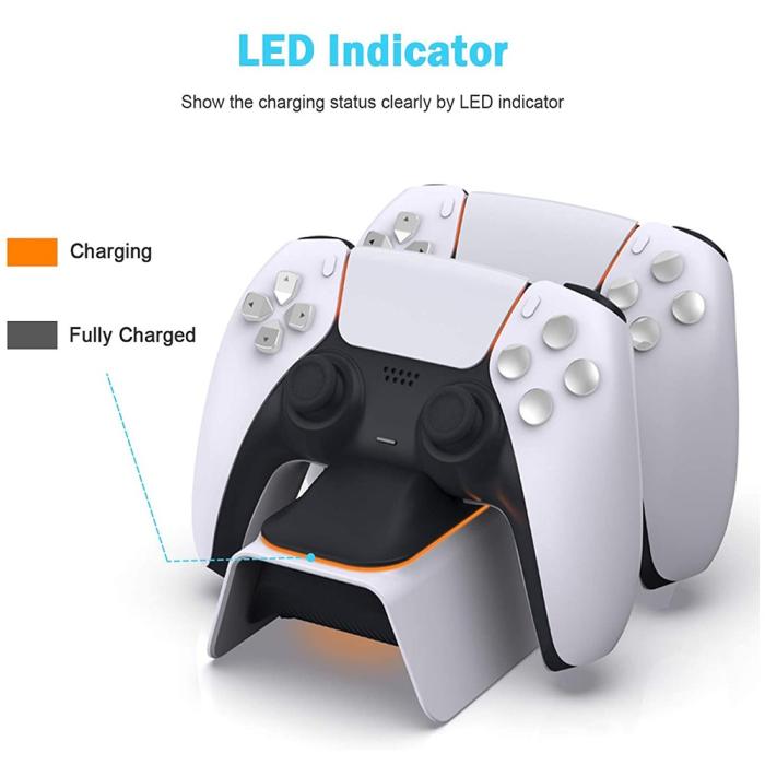 Bild 4, DOBE DOBE Sony PS5 DualSense LED Laddningsstation Vit - Teknikhallen.se
