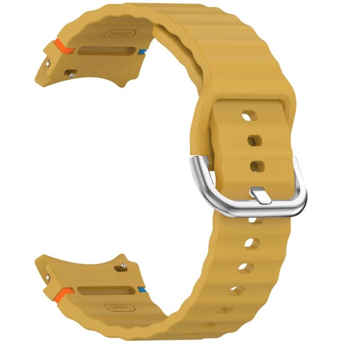 Bild 2,  Galaxy Watch 5/5 Pro/6/7/FE Armband Silikon Wave Design Gul - Teknikhallen.se