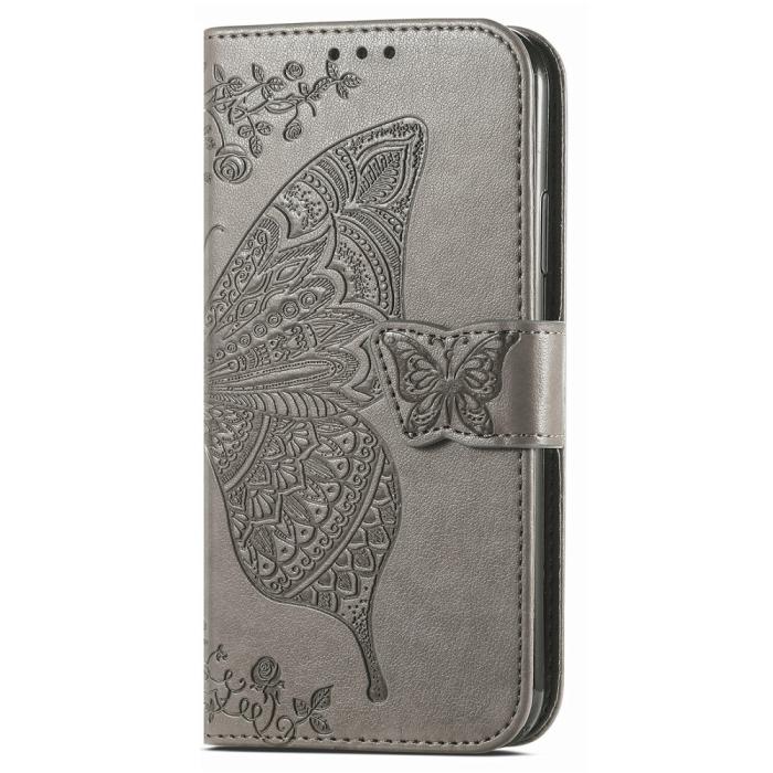 Bild 5,  Xiaomi Redmi Note 14 Pro 5G Fodral Läder Fjäril Tryck Grå - Teknikhallen.se