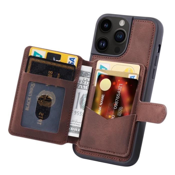 Bild 3,  iPhone 15 Pro Skal RFID Med Plånboksfunktion Brun - Teknikhallen.se