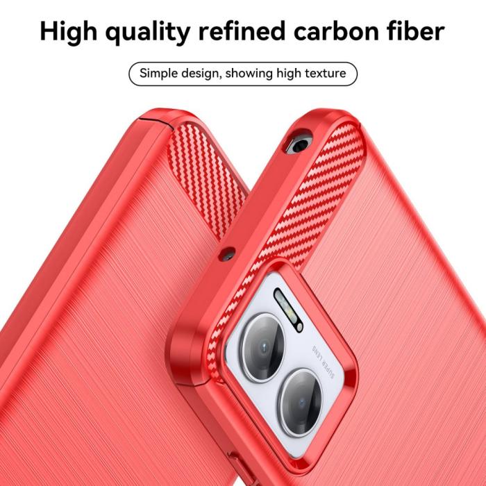 Bild 5,  Xiaomi Redmi 10 5G Skal Borstad Stål Textur Röd - Teknikhallen.se