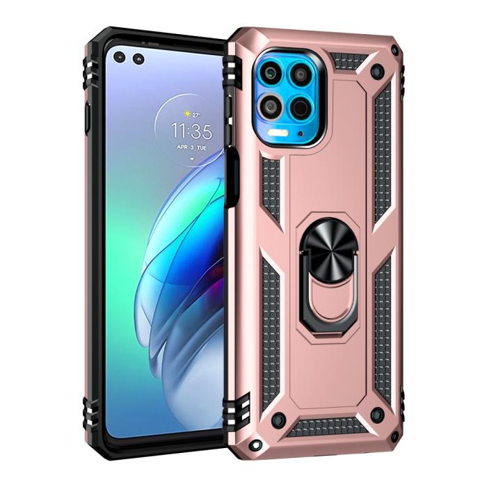 Bild 2,  Motorola Moto G100 Skal Hybrid Ring Skal Roséguld - Teknikhallen.se