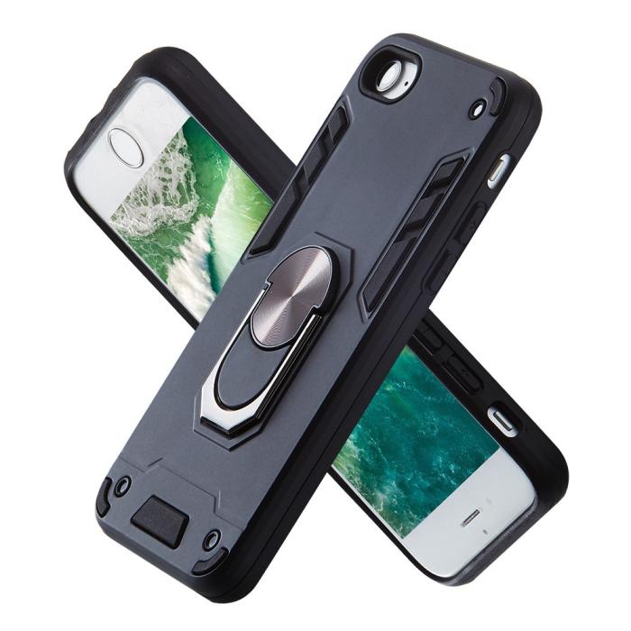 Bild 5,  iPhone 7/8/SE (2020/2022) - Hybrid Armor Ring Skal - Svart - Teknikhallen.se