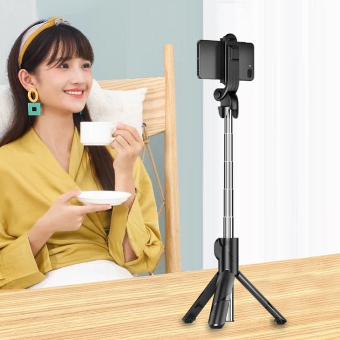 Bild 5,  Selfie Stick Tripod Trådlös Bluetooth 360° Svart - Teknikhallen.se