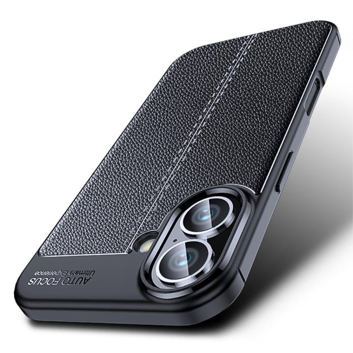 Bild 2,  iPhone 16 Plus Skal Med Litchi Textur Blå - Teknikhallen.se