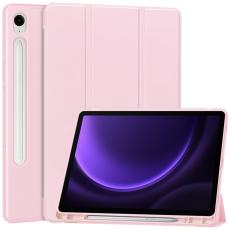  Samsung Galaxy Tab S9 FE Fodral L&auml;der Pennh&aring;llare Rosa - Teknikhallen.se