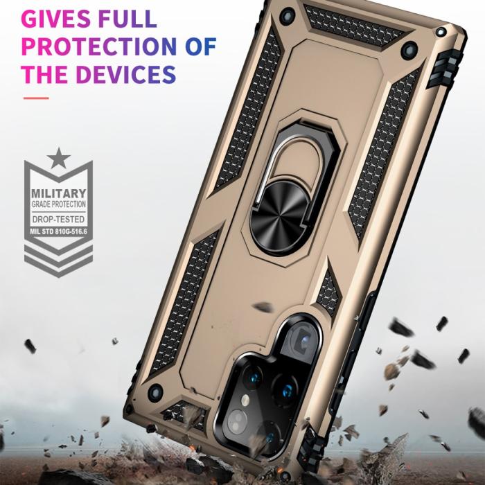 Bild 6,  Samsung Galaxy S22 Ultra Skal Hybrid Ring Guld - Teknikhallen.se