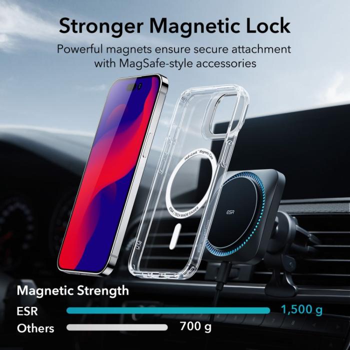 Bild 2, ESR ESR iPhone 14 Pro Skal Kickstand HaloLock MagSafe Transparent - Teknikhallen.se