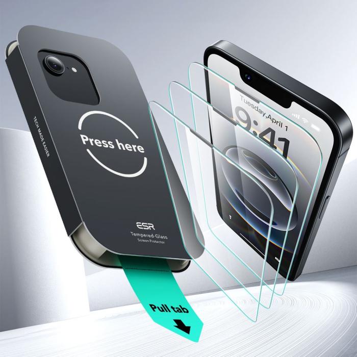 Bild 3, ESR ESR iPhone 17e/16e/14/13/13 Pro 2-PACK Skärmskydd UltraFit Härdat Glas - Teknikhallen.se