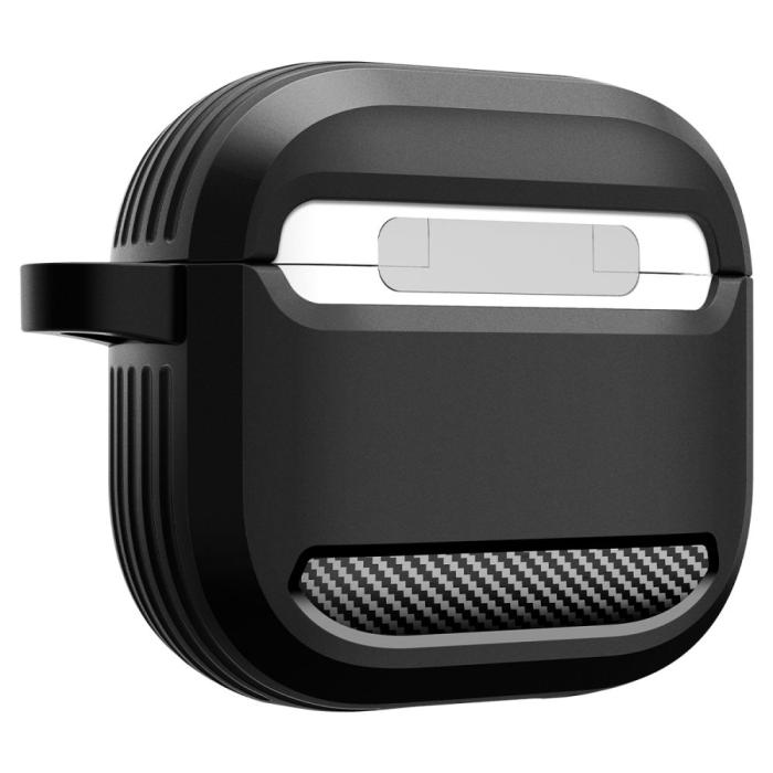 Bild 6, Spigen Spigen AirPods 4 Skal Rugged Armor Matt Svart - Teknikhallen.se