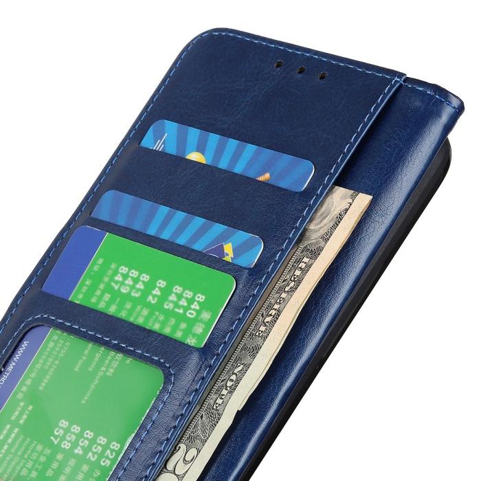 Bild 4,  Samsung Galaxy A16 Fodral Crazy Horse Läder Blå - Teknikhallen.se