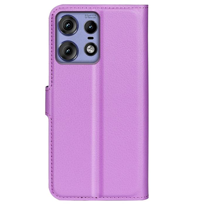 Bild 6,  Motorola Edge 50 Pro 5G Litchi Läder Fodral Lila - Teknikhallen.se