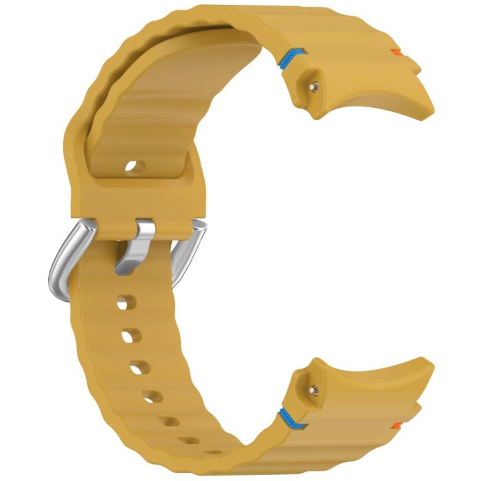 Bild 3,  Galaxy Watch 5/5 Pro/6/7/FE Armband Silikon Wave Design Gul - Teknikhallen.se