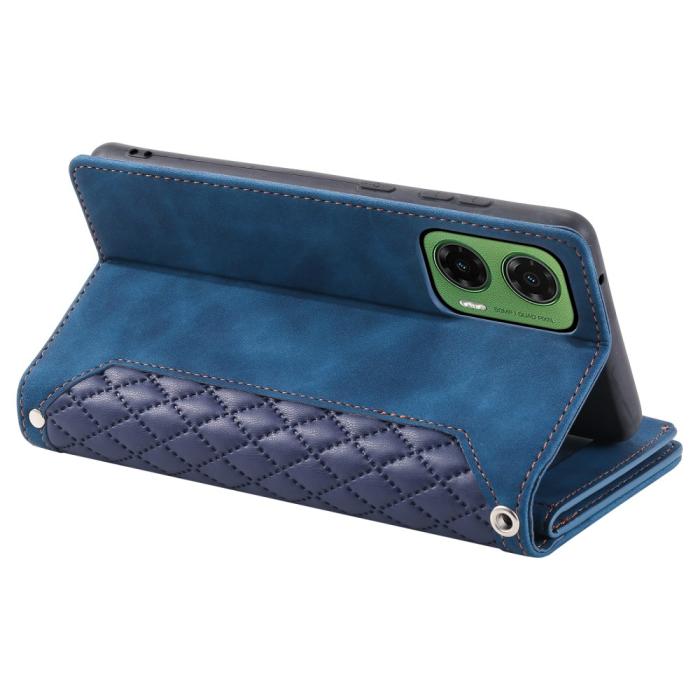Bild 4,  Motorola Moto G35 5G Plånboksfodral Rhombus Läder Blå - Teknikhallen.se