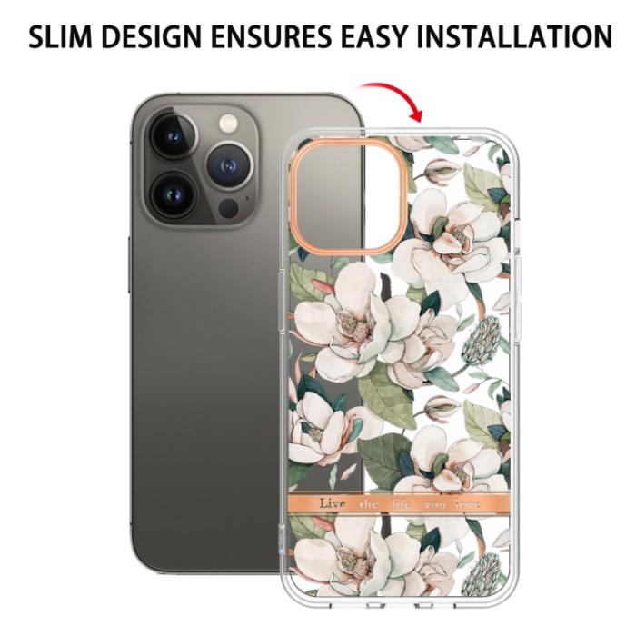 Bild 2,  iPhone 15 Pro Skal Med Tryck Grön Gardenia - Teknikhallen.se