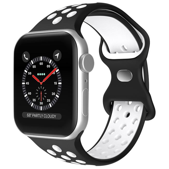 Bild 2, ColorPop Sportarmband Dual-Color Apple Watch 42/44/45/46/49 mm (M/L) Svart/Vit - Teknikhallen.se