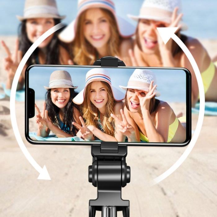 Bild 2,  Selfie Stick Tripod Trådlös Bluetooth 360° Vit - Teknikhallen.se