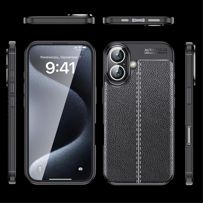Bild 6,  iPhone 16 Plus Skal Med Litchi Textur Blå - Teknikhallen.se