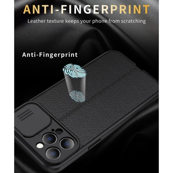 Bild 5,  iPhone 14 Plus Skal CamShield Litchi Textur Svart - Teknikhallen.se