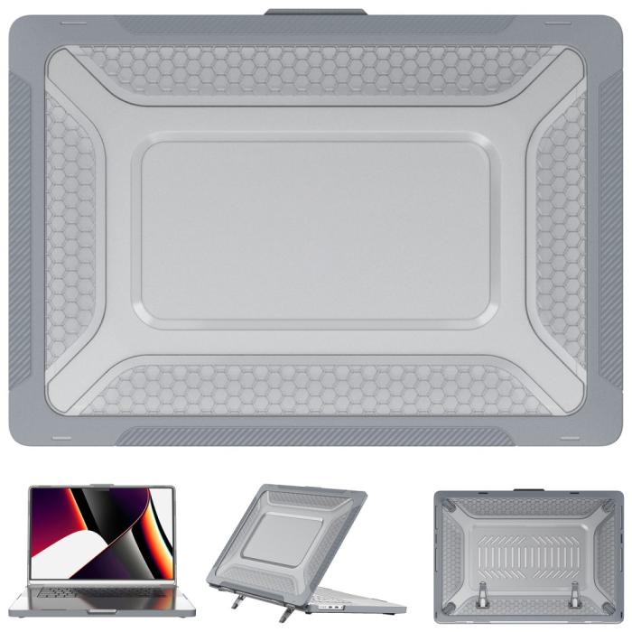 Bild 2,  MacBook Pro 16 2021-2023 Skal Med Kickstand Grå - Teknikhallen.se