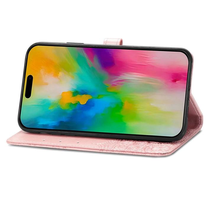 Bild 3,  iPhone 16 Plus Fodral Mandala Läder Roséguld - Teknikhallen.se