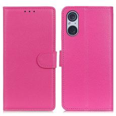  Sony Xperia 5 V Fodral Litchi L&auml;der Rosa - Teknikhallen.se